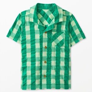 Hanna Andersson | Boys Gingham Button Up Shirt in Watermelon Gingham | 3T